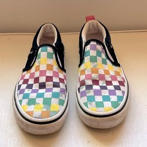 ASHER VANS. Rainbow splatter, off the wall. Black sued sides. Light wear. Size13